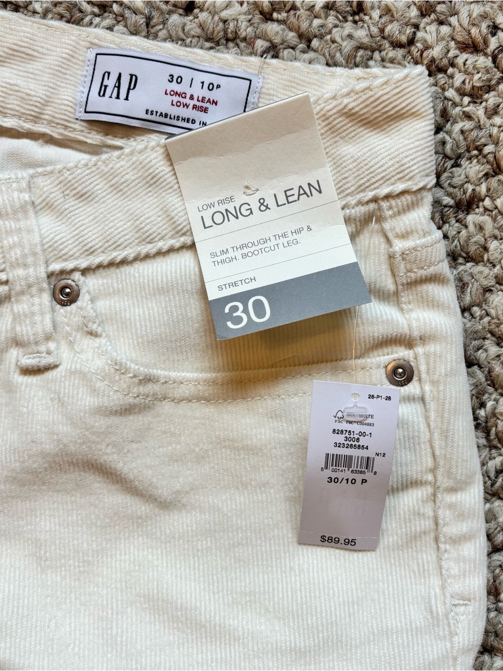 GAP Long & Lean Low Rise Bootcut Jeans - Cream